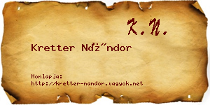 Kretter Nándor névjegykártya